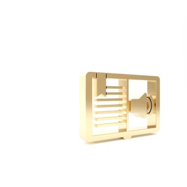 Altın Ses kitabı simgesi beyaz arkaplanda izole edildi. Ses rehberi işareti. Çevrimiçi öğrenme kavramı. 3d illüstrasyon 3d canlandırma