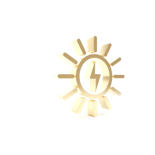 Ícone de linha de painel de energia solar de ouro isolado no fundo branco. 3D ilustração 3D render — Fotografia de Stock