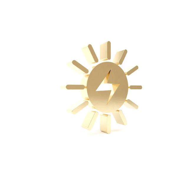 Ícone de painel de energia solar de ouro isolado no fundo branco. 3D ilustração 3D render — Fotografia de Stock