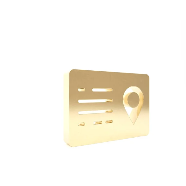 Gold Address book icon isolated on white background. Telephone directory. 3d illustration 3D render