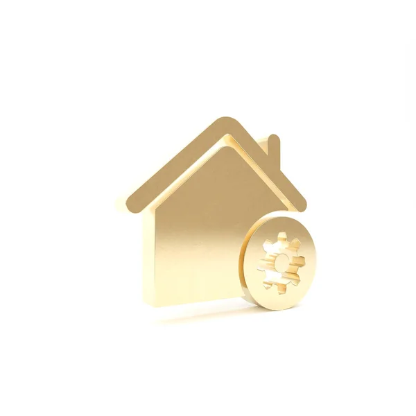 Icono de configuración del hogar Gold Smart aislado sobre fondo blanco. Control remoto. 3D ilustración 3D render — Foto de Stock