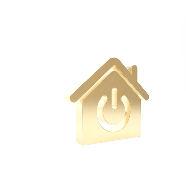 Icono de hogar inteligente dorado aislado sobre fondo blanco. Control remoto. 3D ilustración 3D render — Foto de Stock