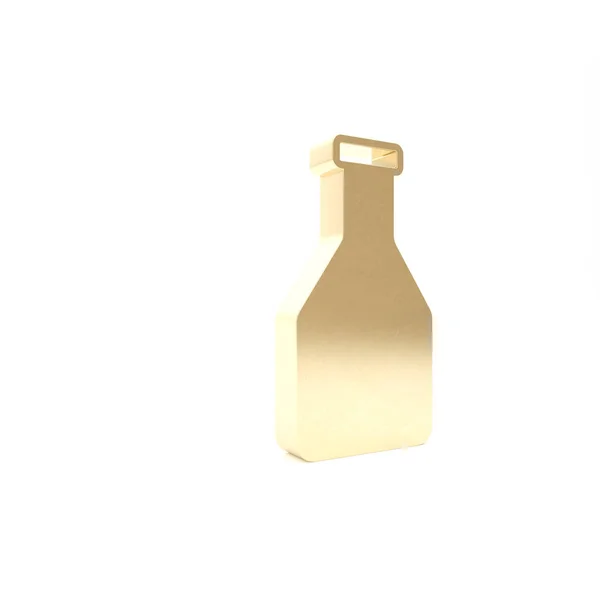 Золотой значок бутылки Кетчупа изолирован на белом фоне. 3D-рендеринг — стоковое фото