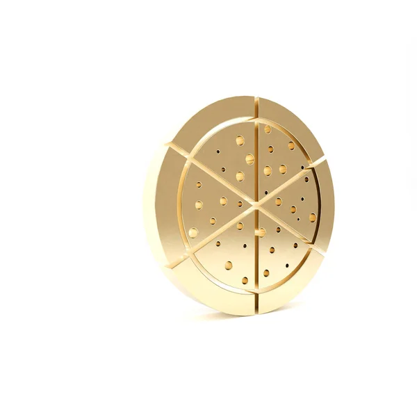 Icono de Gold Pizza aislado sobre fondo blanco. 3D ilustración 3D render —  Fotos de Stock