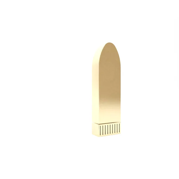 Gold Dildo Vibrator für Sexspiele Symbol isoliert auf weißem Hintergrund. Sexspielzeug für Erwachsene. Vaginal-Trainingsgeräte für Intimität. 3D Illustration 3D Renderer — Stockfoto