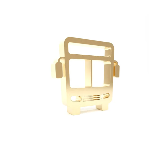 Gold Bus ikon elszigetelt fehér háttérrel. Közlekedési koncepció. Buszos közlekedési tábla. Turizmus vagy közösségi jármű szimbólum. 3d illusztráció 3d render — Stock Fotó