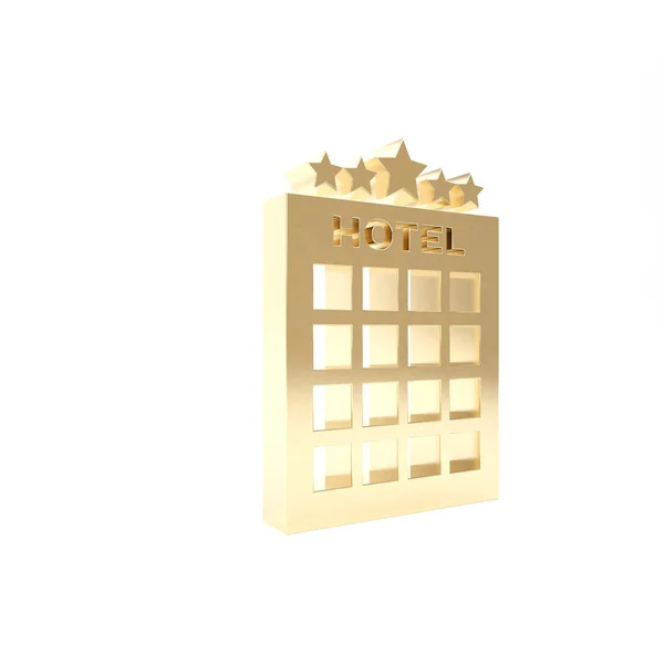 Gold Hotel building icon isolated on white background. 3d illustration 3D render — Stock Photo, Image