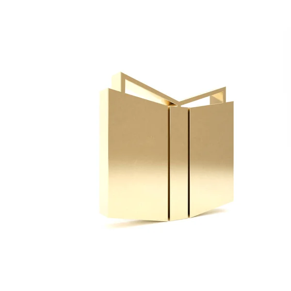 Oro Apri l'icona del libro isolato su sfondo bianco. Illustrazione 3d rendering 3D — Foto Stock