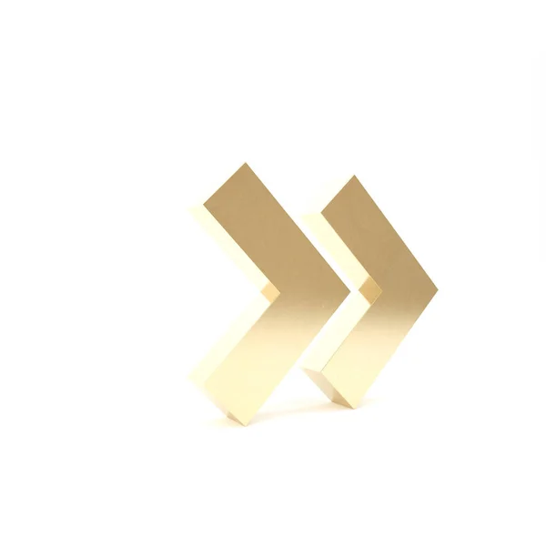 Arany nyíl ikon elszigetelt fehér háttérrel. Irány Nyílhegy szimbólum. Navigációs mutatójel. 3d illusztráció 3d render — Stock Fotó