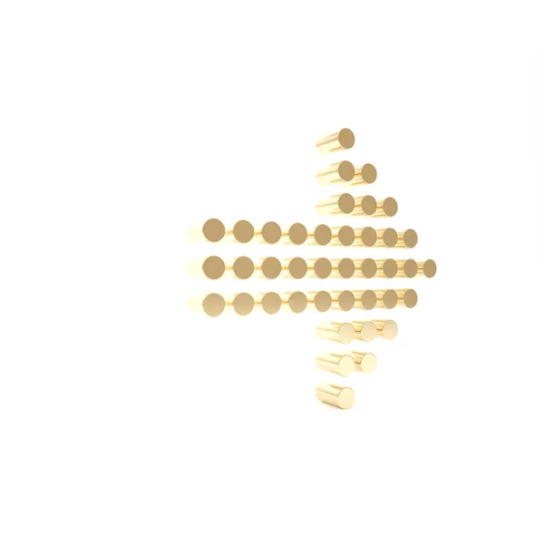 Gold Dots pil ikon isolerad på vit bakgrund. Halvtonpil. Prickig pilskylt. 3D-illustration 3D-återgivning — Stockfoto