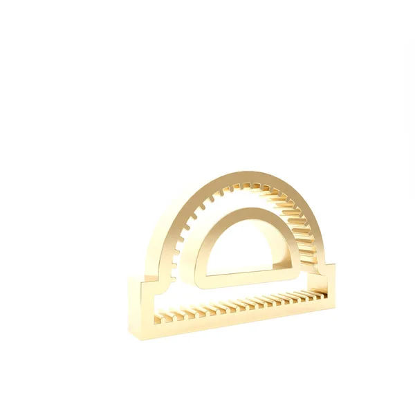 Gold Protractor grid for measuring degrees icon isolated on white background. Tilt angle meter. Measuring tool. Geometric symbol. 3d illustration 3D render — Stock Photo, Image
