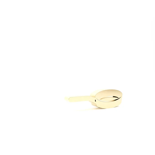 Guld stekpanna ikon isolerad på vit bakgrund. Stek eller stekt mat symbol. 3D-återgivning för 3D — Stockfoto
