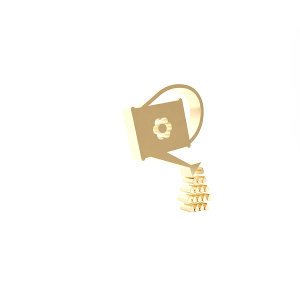 Gold-Gießkannen-Symbol isoliert auf weißem Hintergrund. Bewässerungssymbol. 3D Illustration 3D Renderer — Stockfoto