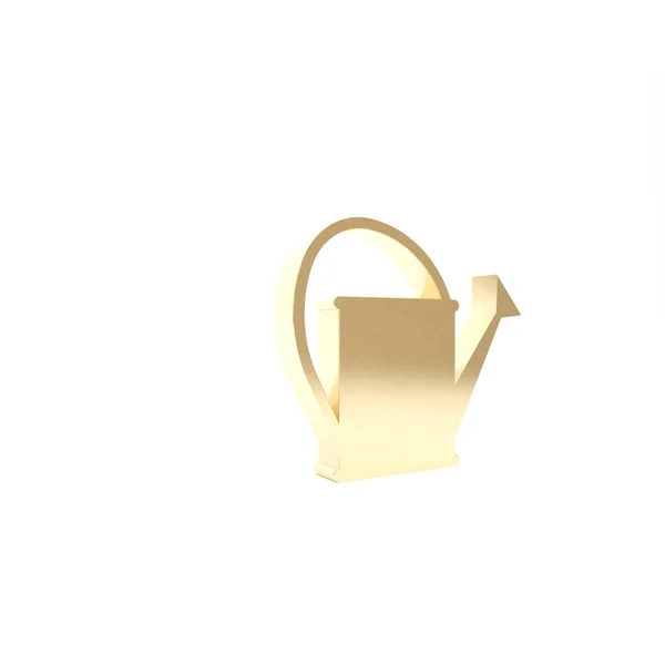 Icono de la lata de riego dorado aislado sobre fondo blanco. Símbolo de riego. 3D ilustración 3D render — Foto de Stock