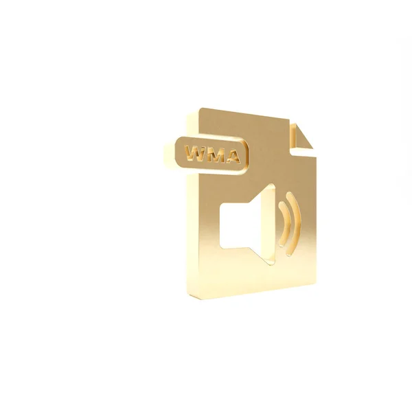 Documento de archivo WMA de oro. Descargar icono del botón wma aislado sobre fondo blanco. Símbolo del archivo WMA. Señal de formato de música Wma. 3D ilustración 3D render — Foto de Stock