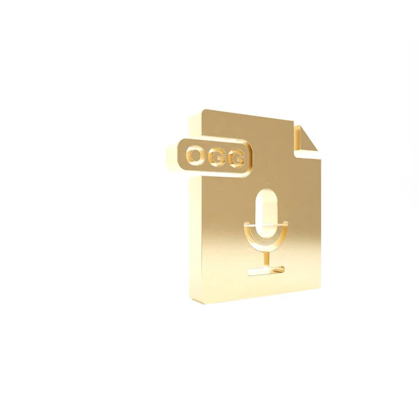 Gold OGG file document. Download ogg button icon isolated on white background. OGG file symbol. 3d illustration 3D render — ストック写真