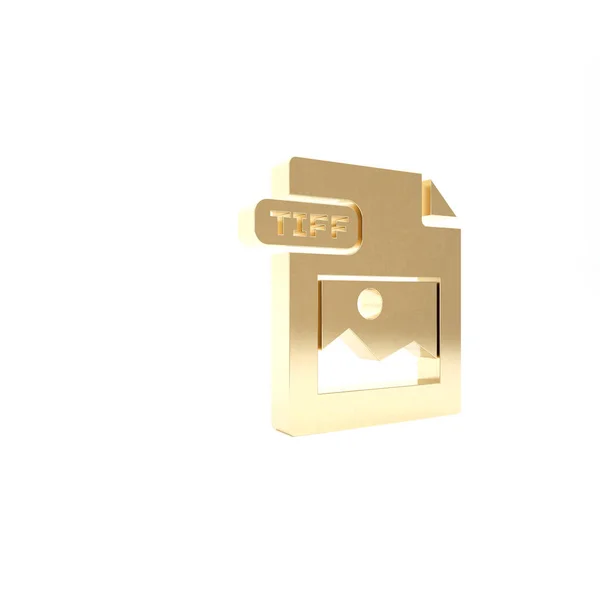 Gold Tiff-fildokument. Ladda ner tiff knapp ikon isolerad på vit bakgrund. Tiff-fil symbol. 3D-illustration 3D-återgivning — Stockfoto