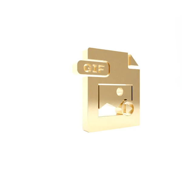 Золотой файл GIF. На белом фоне выделен значок кнопки gif. Символ файла GIF. 3D-рендеринг — стоковое фото