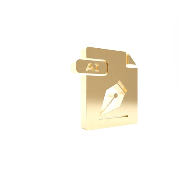 Gold ai Datei Dokument. ai button icon auf weißem Hintergrund isoliert herunterladen. ai-Dateisymbol. 3D Illustration 3D Renderer — Stockfoto