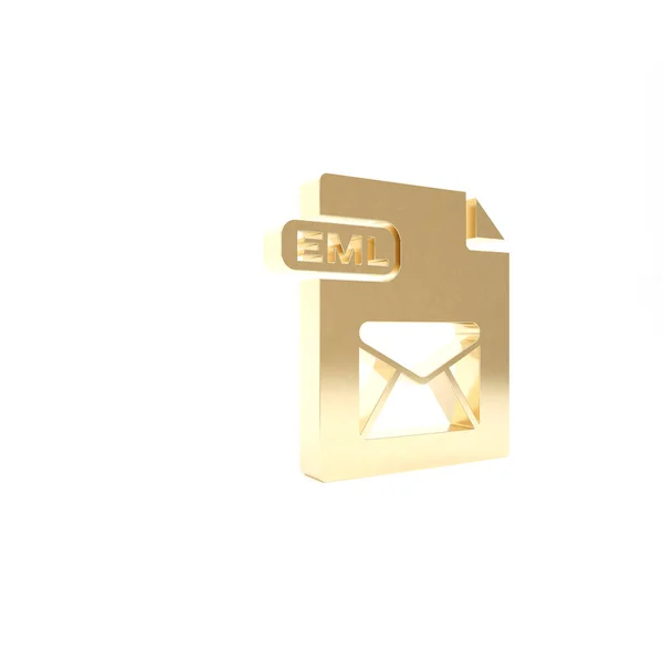 Gold eml Datei Dokument. eml Schaltfläche Symbol auf weißem Hintergrund isoliert herunterladen. eml-Dateisymbol. 3D Illustration 3D Renderer — Stockfoto