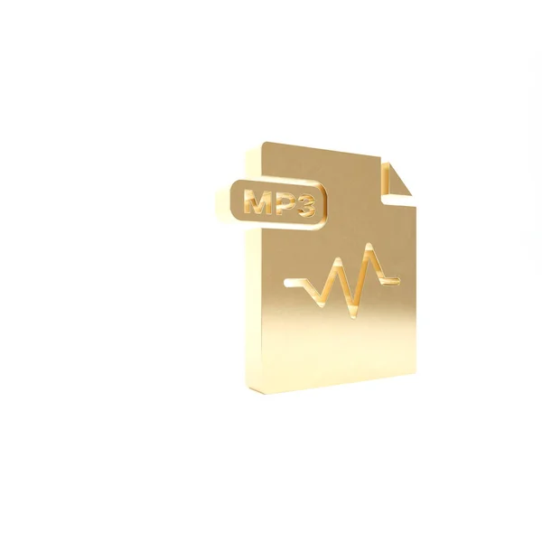 Gold MP3 file document. Download mp3 button icon isolated on white background. Mp3 music format sign. MP3 file symbol. 3d illustration 3D render — Stock Photo, Image