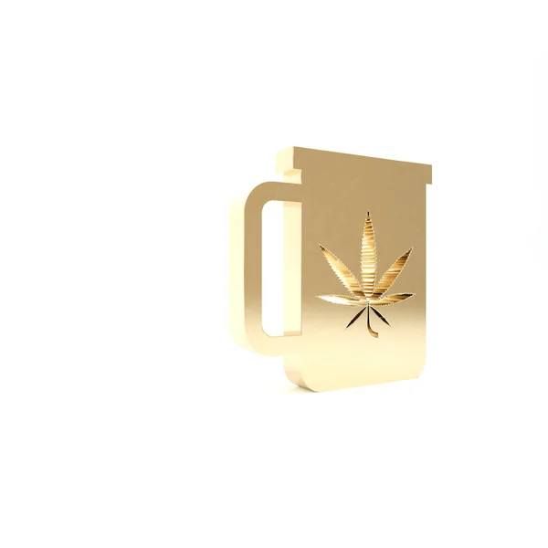 Чай Золотой Кубок с марихуаной или иконой листьев конопли изолированы на белом фоне. Легализация марихуаны. Символ конопли. 3D-рендеринг — стоковое фото