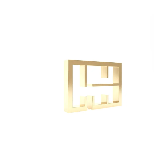 Gold House Plan Symbol isoliert auf weißem Hintergrund. 3D Illustration 3D Renderer — Stockfoto