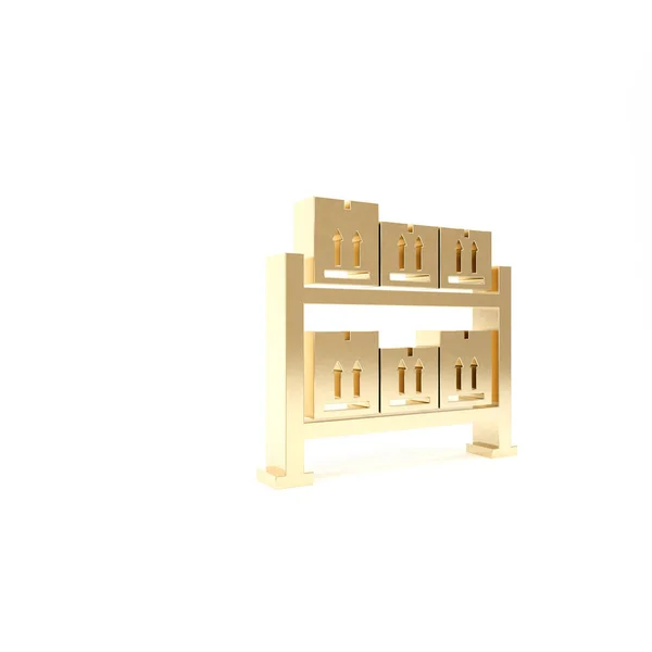 Gold Warehouse Symbol isoliert auf weißem Hintergrund. 3D Illustration 3D Renderer — Stockfoto