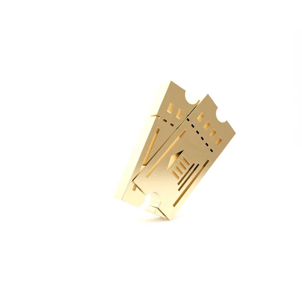 Arany Múzeum jegy ikon elszigetelt fehér háttérrel. Történelem múzeum jegy kupon esemény belépő kiállítás kirándulás. 3d illusztráció 3d render — Stock Fotó