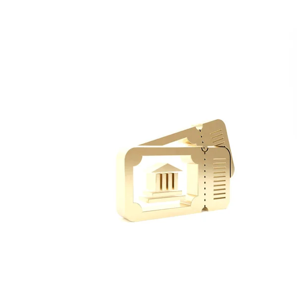 Ikona biletu Gold Museum odizolowana na białym tle. Historia muzeum bilet wydarzenie dopuścić wystawa wycieczka. Ilustracja 3d — Zdjęcie stockowe