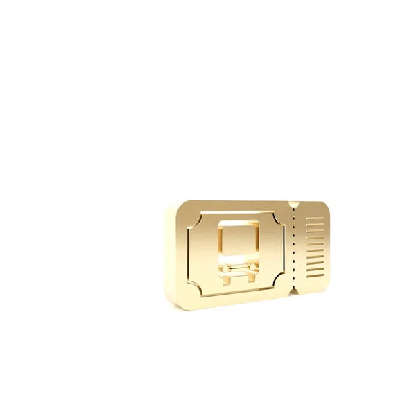 Ícone de bilhete Gold Bus isolado no fundo branco. Bilhete de transporte público. 3D ilustração 3D render — Fotografia de Stock