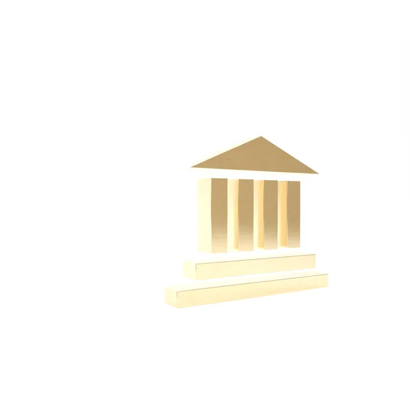 Arany Múzeum épület ikon elszigetelt fehér háttérrel. 3d illusztráció 3D render — Stock Fotó