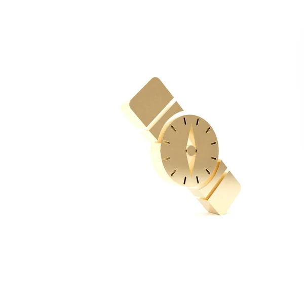 Gold Compass Symbol isoliert auf weißem Hintergrund. Windrose Navigationssymbol. Windrose Zeichen. 3D Illustration 3D Renderer — Stockfoto