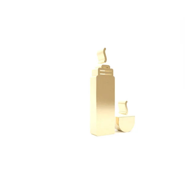 黄金热水瓶图标隔离在白色背景上. 热水瓶图标。 露营和远足装备。 3d说明3d — 图库照片