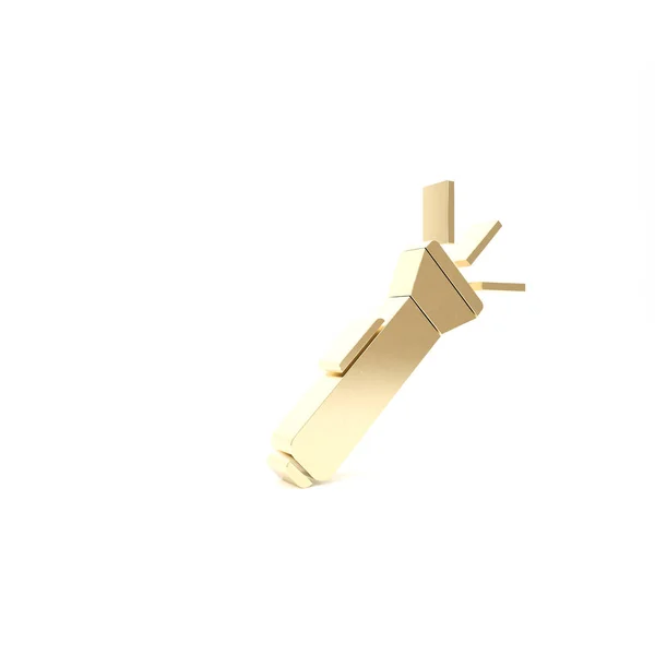 Gold Taschenlampe Symbol isoliert auf weißem Hintergrund. 3D Illustration 3D Renderer — Stockfoto