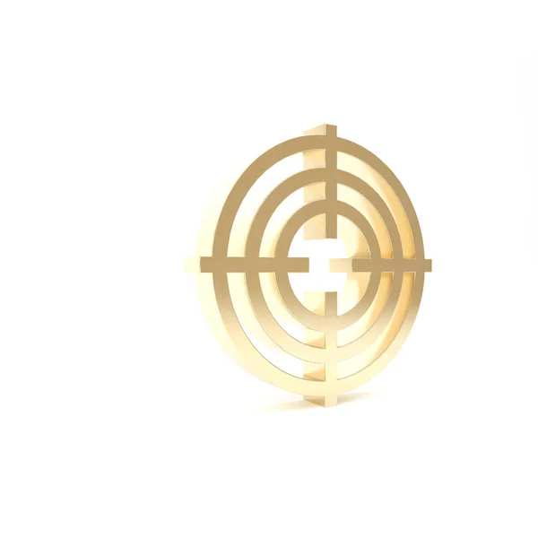 Gold Target sport pour tir icône de compétition isolé sur fond blanc. Nettoyer la cible avec des numéros pour le champ de tir ou de tir. Illustration 3D rendu 3D — Photo