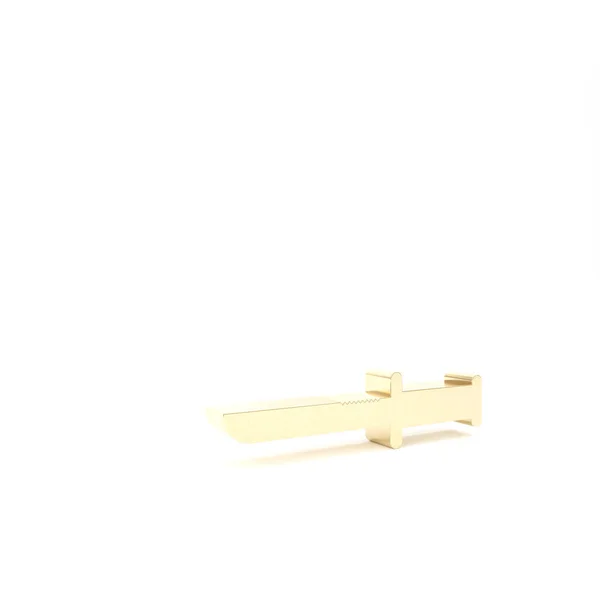 Arany katonai kés ikon elszigetelt fehér háttérrel. 3d illusztráció 3D render — Stock Fotó
