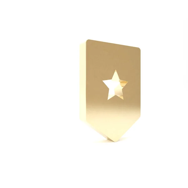 Arany ékzár ikon elszigetelt fehér háttérrel. Katonai jelvény. 3d illusztráció 3d render — Stock Fotó