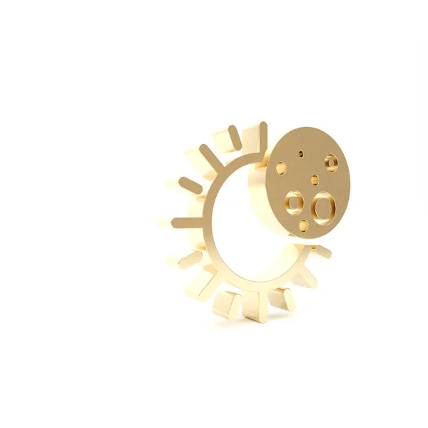 Zlaté zatmění slunce ikony izolované na bílém pozadí. Úplné zatmění sonaru. 3D ilustrace 3D vykreslení — Stock fotografie