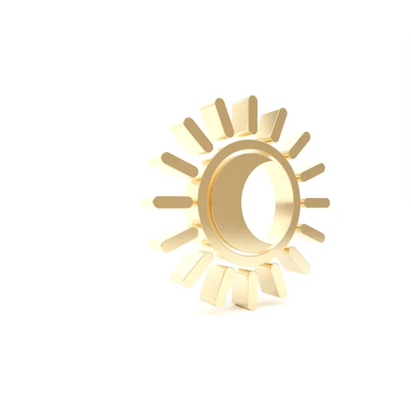 Eclipse de oro del icono del sol aislado sobre fondo blanco. Eclipse total de sonar. 3D ilustración 3D render — Foto de Stock