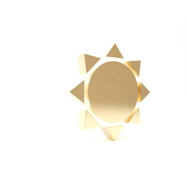 Icono Gold Sun aislado sobre fondo blanco. 3D ilustración 3D render — Foto de Stock