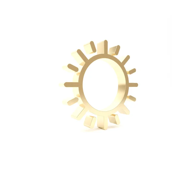 白い背景に金の太陽のアイコンが隔離された。3Dイラスト3Dレンダリング — ストック写真