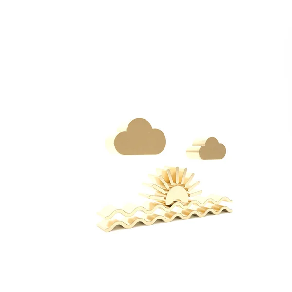 Gold Sunset icon isolated on white background. 3d illustration 3D render