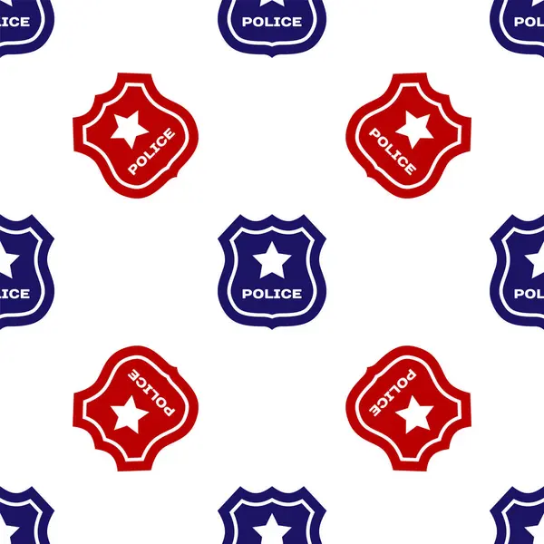 Blå och röd polisbricka ikon isolerad sömlös mönster på vit bakgrund. Sheriffbricka. Vektor Illustration — Stock vektor