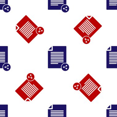 Mavi ve kırmızı paylaşım dosya simgesi beyaz arkaplandaki kusursuz deseni izole etti. Dosya paylaşımı. Dosya aktarım işareti. Vektör İllüstrasyonu