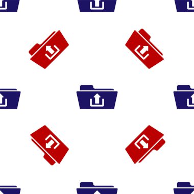 Mavi ve kırmızı klasör gönderme simgesi beyaz arkaplanda izole edilmiş pürüzsüz desen. Vektör İllüstrasyonu