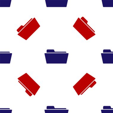 Mavi ve kırmızı klasör simgesi beyaz arkaplandaki kusursuz deseni izole etti. Vektör İllüstrasyonu