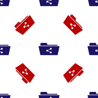 Mavi ve kırmızı paylaşım klasörü simgesi beyaz arkaplanda izole edilmiş kusursuz desen. Dizin paylaşımı. Dizin transfer işareti. Vektör İllüstrasyonu