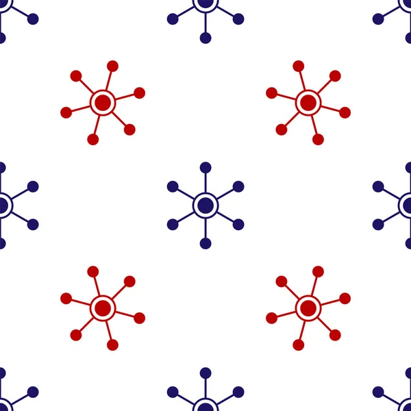 Modrá a červená Ikona sítě izolované bezešvé vzor na bílém pozadí. Globální síťové připojení. Globální technologie nebo sociální sítě. Spojuji tečky a čáry. Vektorová ilustrace — Stockový vektor