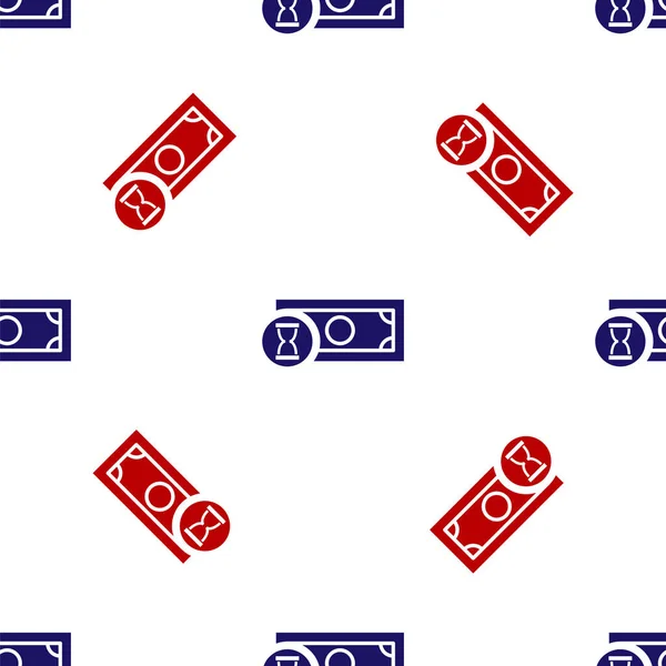 Blå och röd Snabb betalningar ikonen isolerade sömlösa mönster på vit bakgrund. Snabb överföring av pengar. Finansiella tjänster, snabba lån, tid är pengar, pengar tillbaka koncept. Vektor Illustration — Stock vektor